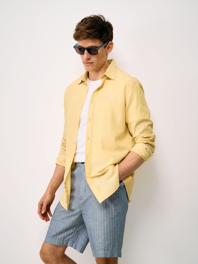 Crew Clothing Company Yellow Long-Sleeve Linen Shirt - Image 1 of 5