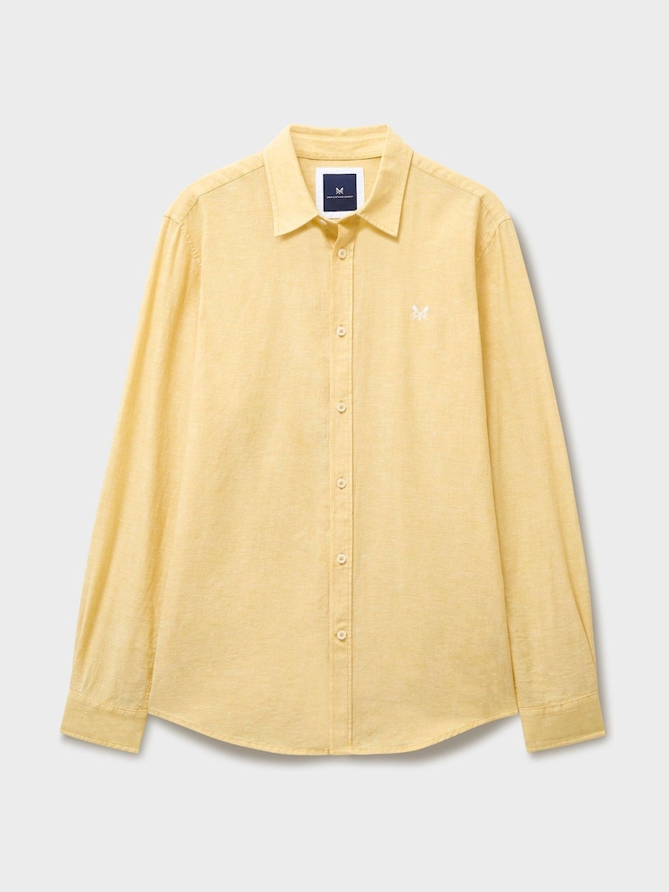 Crew Clothing Company Yellow Long-Sleeve Linen Shirt - Image 5 of 5