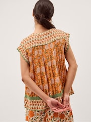 Monsoon Carris Floral Scallop Trim Top - Imaginea 3 din 5