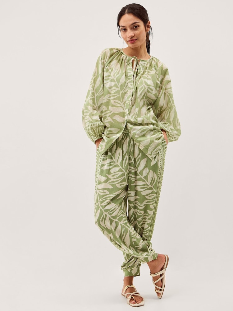 Monsoon Green Lillie Leaf Print Blouse - Image 1 of 5