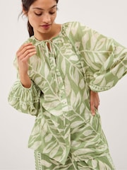 Monsoon Green Lillie Leaf Print Blouse - Image 4 of 5