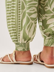 Monsoon Green Lillie Leaf Print Balloon Trousers - Image 4 of 5