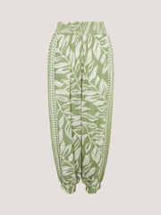 Monsoon Green Lillie Leaf Print Balloon Trousers - Image 5 of 5