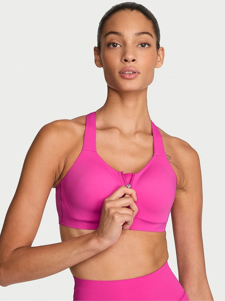 Victoria's Secret Pink Fire Front Close Knockout™ High Impact Sports Bra - Image 1 of 2 Victoria's Secret Pink Fire Front Close Knockout™ High Impact Sports Bra - Image 1 of 2