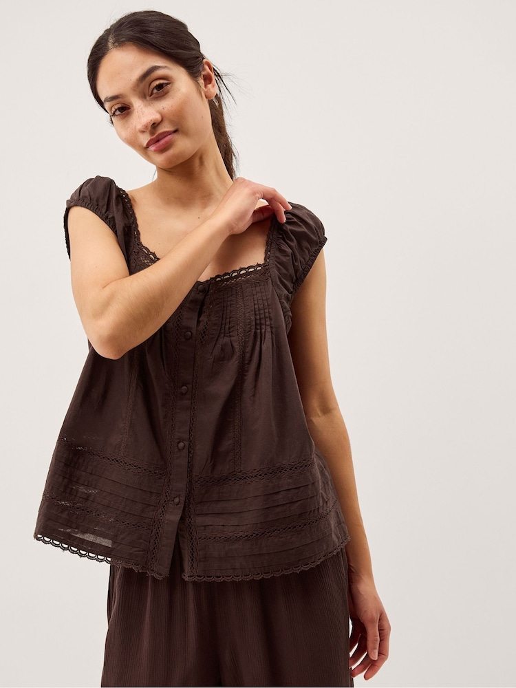 Maro - Monsoon Olivia Lace Trim Top - Imaginea 2 din 5