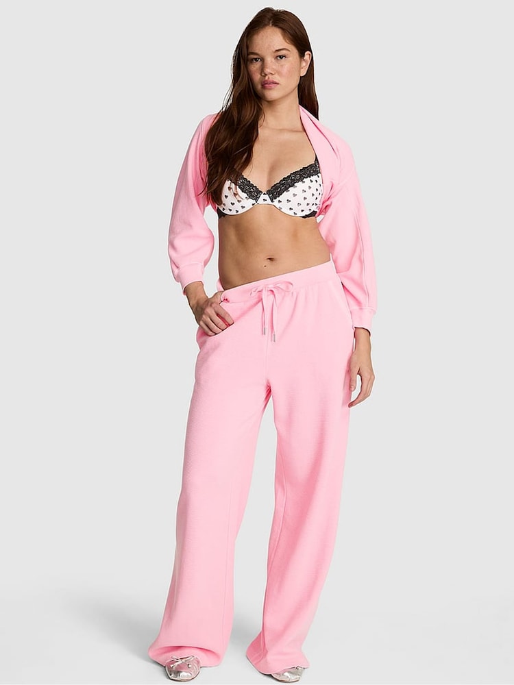 Victoria's Secret Pink Victoria Pink Wide Leg Oversized Waffle Joggers - Image 1 of 2 Victoria's Secret Pink Victoria Pink Wide Leg Oversized Waffle Joggers - Image 1 of 2