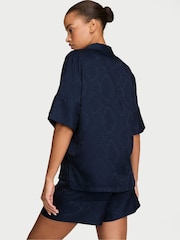 Victoria's Secret Noir Navy Blue Snake Satin Short Pyjamas Set - Image 2 of 4