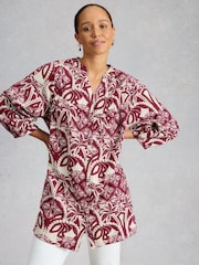 White Stuff Pink Raquel Linen Blend Tunic - Image 1 of 6