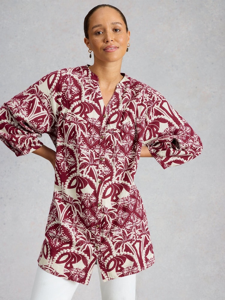 White Stuff Pink Raquel Linen Blend Tunic - Image 1 of 6