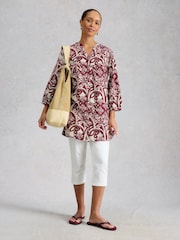 White Stuff Pink Raquel Linen Blend Tunic - Image 3 of 6