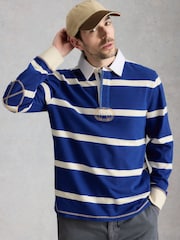 White Stuff Blue Yarmouth Stripe Rugby Sweat Top - Image 3 of 6
