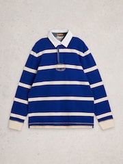 White Stuff Blue Yarmouth Stripe Rugby Sweat Top - Image 5 of 6