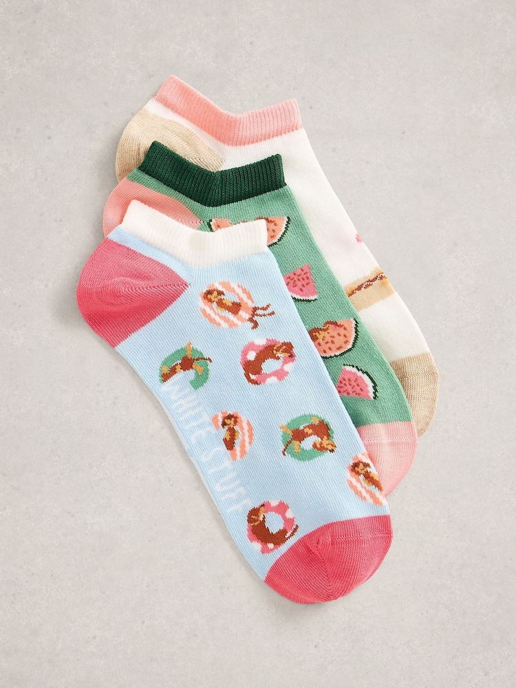 White Stuff Blue Dog Summer Trainer Socks 3PK - Image 1 of 2 White Stuff Blue Dog Summer Trainer Socks 3PK - Image 1 of 2