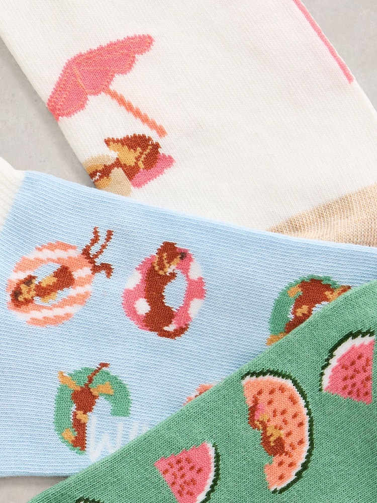 White Stuff Blue Dog Summer Trainer Socks 3PK - Image 2 of 2 White Stuff Blue Dog Summer Trainer Socks 3PK - Image 2 of 2