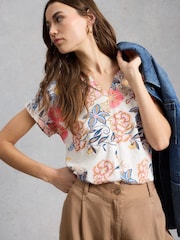 White Stuff White Nelly Notch Neck T-Shirt - Image 3 of 6