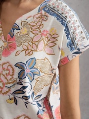 White Stuff White Nelly Notch Neck T-Shirt - Image 4 of 6