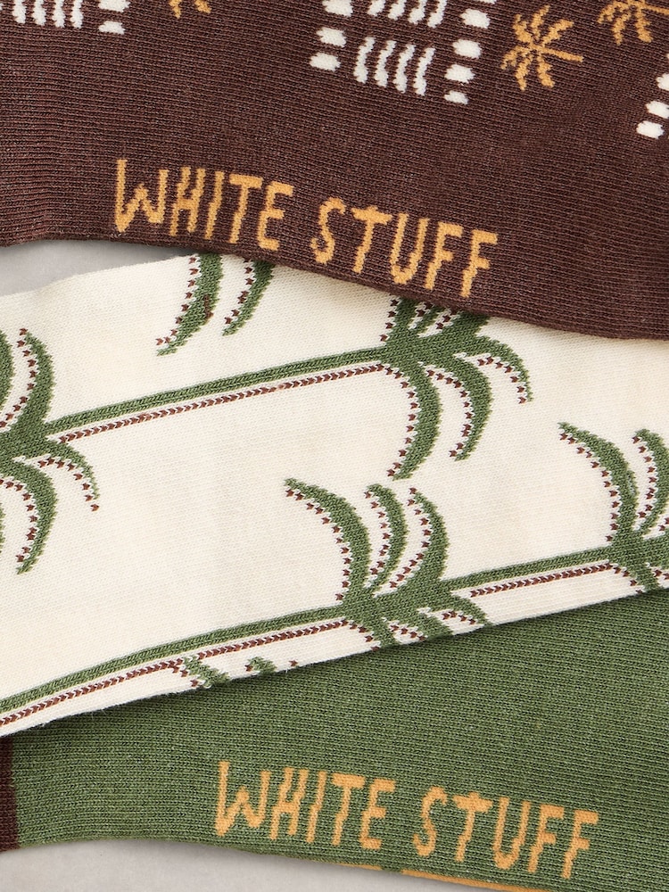 White Stuff Green Palm Print Ankle Socks 2 Pack - Image 2 of 2