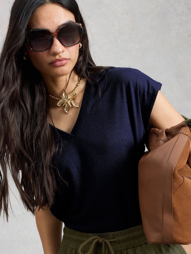 White Stuff Blue Ella Lace T-Shirt - Image 2 of 6 White Stuff Blue Ella Lace T-Shirt - Image 2 of 6