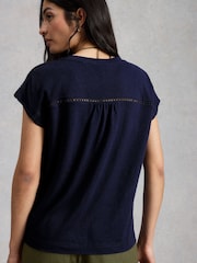 White Stuff Blue Ella Lace T-Shirt - Image 3 of 6