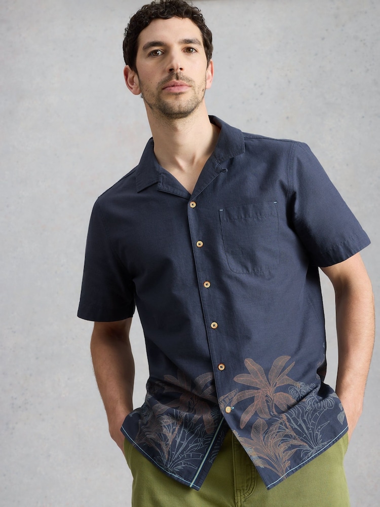 White Stuff Navy Blue Border Print Hayle  Shirt - Image 1 of 6