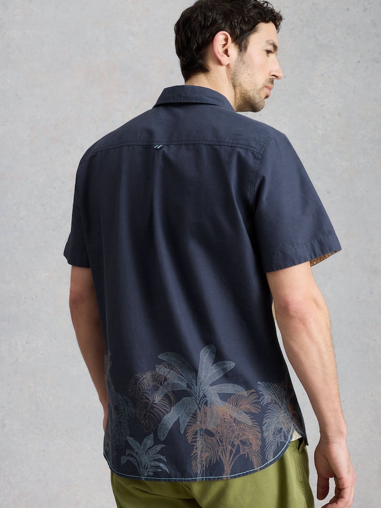 White Stuff Navy Blue Border Print Hayle  Shirt - Image 2 of 6
