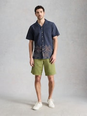White Stuff Navy Blue Border Print Hayle  Shirt - Image 3 of 6