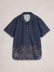 White Stuff Navy Blue Border Print Hayle  Shirt - Image 5 of 6