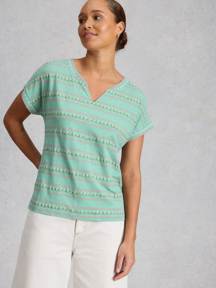 White Stuff Green Nelly  Embroderie T-Shirt - Image 1 of 6