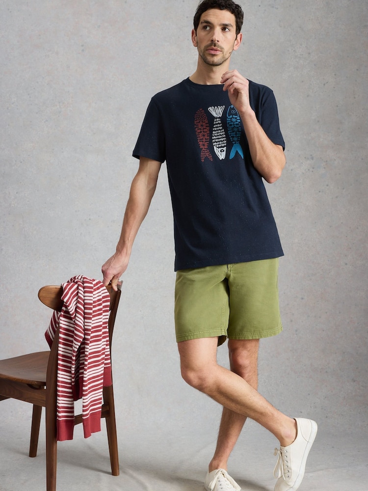 White Stuff Blue Abersoch Tile Fish Graphic T-Shirt - Image 1 of 6