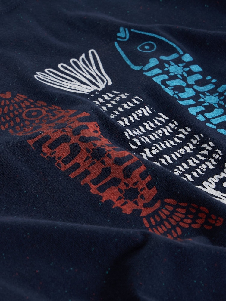 White Stuff Blue Abersoch Tile Fish Graphic T-Shirt - Image 6 of 6