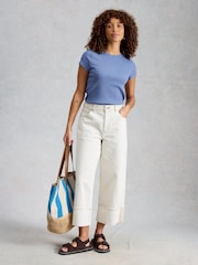 White Stuff Blue AIDA Scallap SS T-Shirt - Image 1 of 6