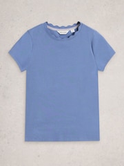 White Stuff Blue AIDA Scallap SS T-Shirt - Image 5 of 6