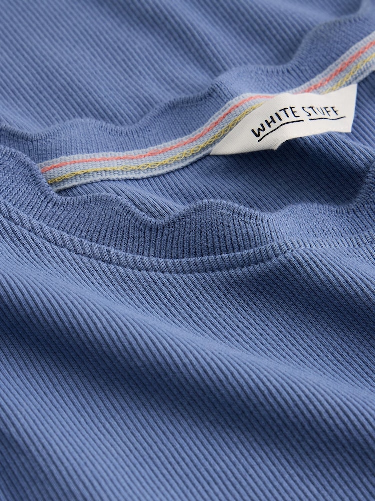 White Stuff Blue AIDA Scallap SS T-Shirt - Image 6 of 6