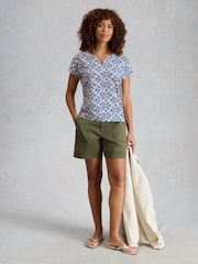 White Stuff Blue Nelly Notch Neck T-Shirt - Image 2 of 4