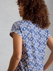 White Stuff Blue Nelly Notch Neck T-Shirt - Image 4 of 4