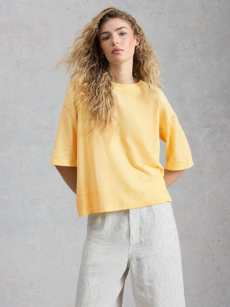 White Stuff Yellow Kate Linen Blend T-Shirt - Image 1 of 6