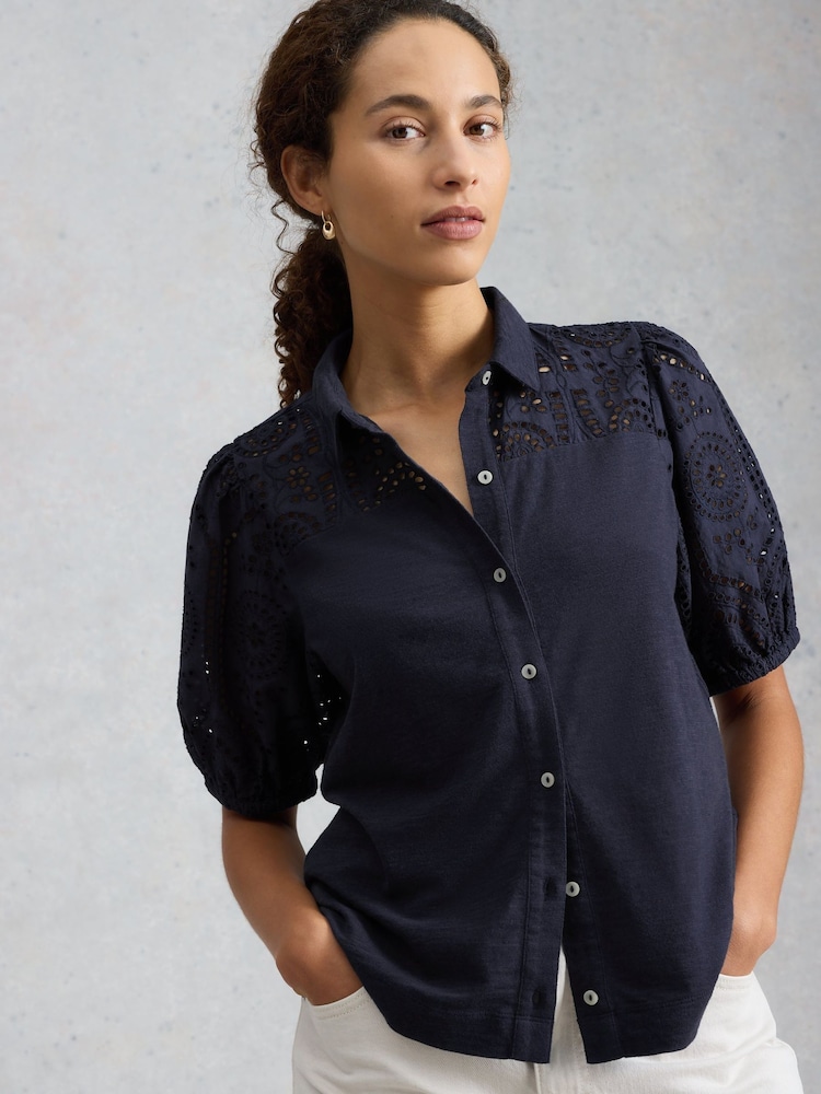 White Stuff Blue Sandy Brodie  Top - Image 1 of 6