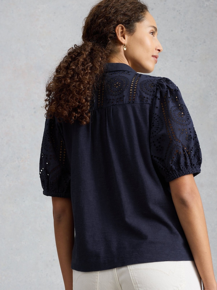 White Stuff Blue Sandy Brodie  Top - Image 2 of 6