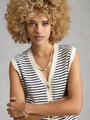 White Stuff Blue Nova Linen Blend Stripe Tank Top - Image 4 of 6