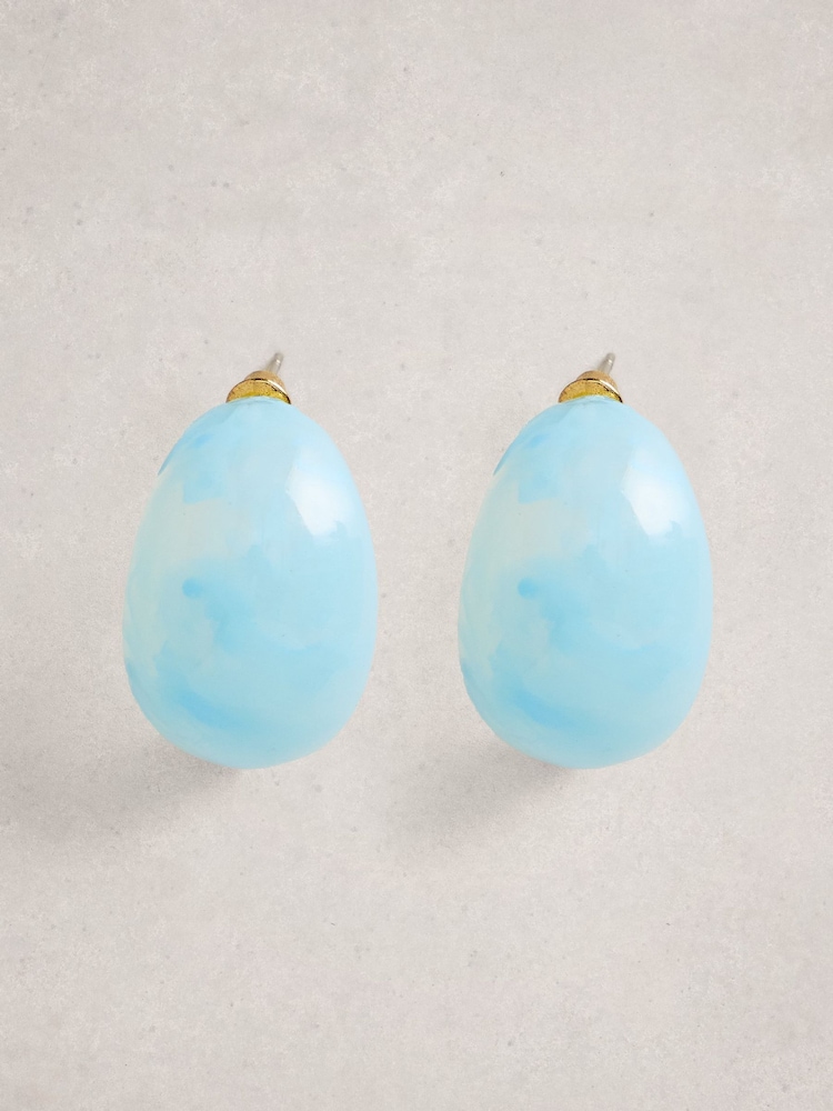 White Stuff Blue Ruby Resin Hoop Earrings - Image 1 of 2 White Stuff Blue Ruby Resin Hoop Earrings - Image 1 of 2