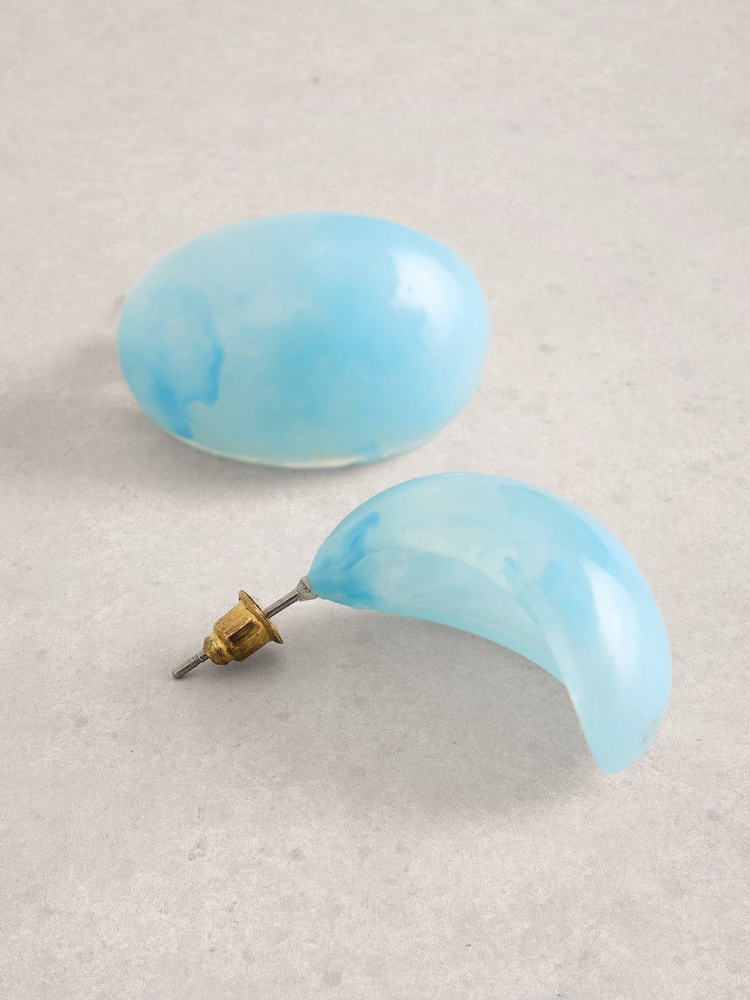 White Stuff Blue Ruby Resin Hoop Earrings - Image 2 of 2 White Stuff Blue Ruby Resin Hoop Earrings - Image 2 of 2