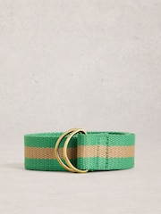 White Stuff Green Striped Webbing Belt - Image 1 of 3
