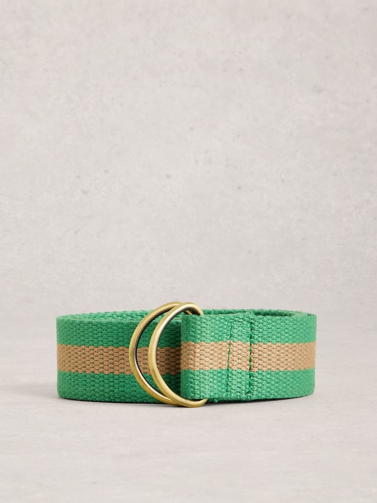 White Stuff Green Striped Webbing Belt - Image 1 of 3
