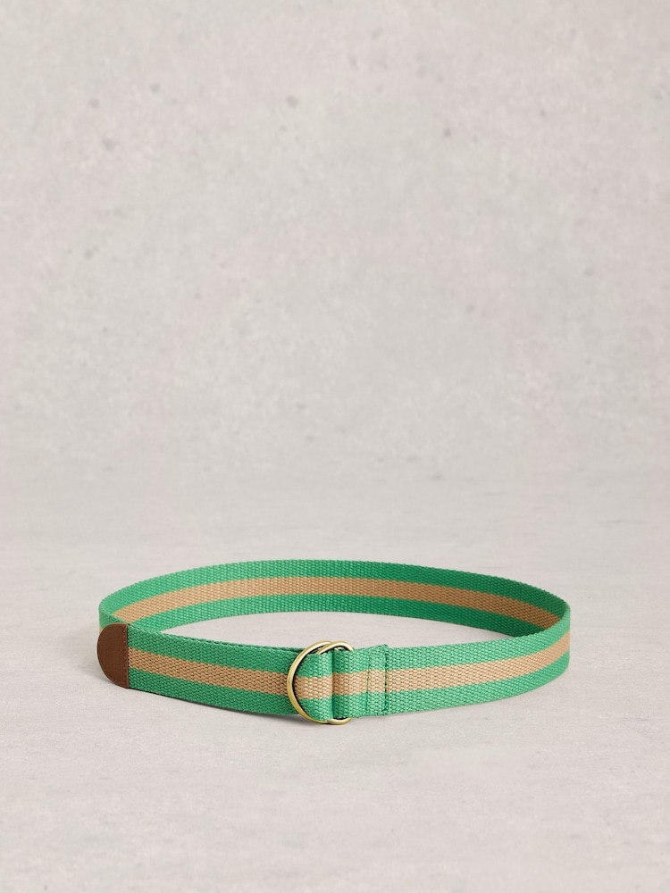 White Stuff Green Striped Webbing Belt - Image 2 of 3