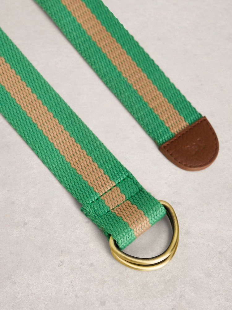 White Stuff Green Striped Webbing Belt - Image 3 of 3