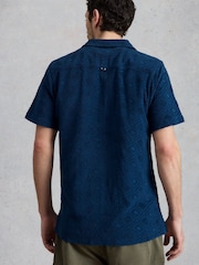 White Stuff Blue Totten Geo Towelling Short Sleeves Shirt - Image 5 of 7