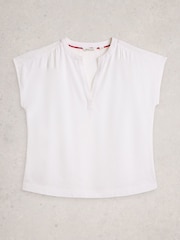 White Stuff White Nola Notch Broderie T-Shirt - Image 5 of 6