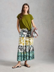 White Stuff Green Nova Linen Blend T-Shirt - Image 1 of 6