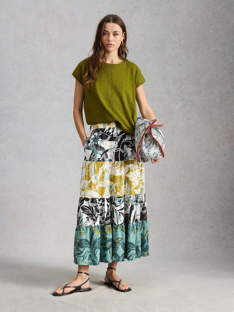 White Stuff Green Nova Linen Blend T-Shirt - Image 1 of 6