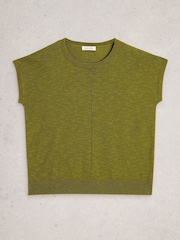 White Stuff Green Nova Linen Blend T-Shirt - Image 5 of 6
